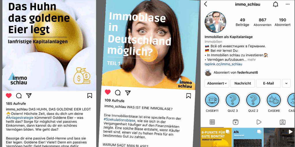Arbeitsprobe - Instagram Texte für ImmoSchlau