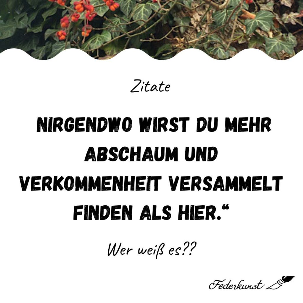 Nirgendwo findest du mehr Abschaum und Vollkommenheit versammelt, als ...?