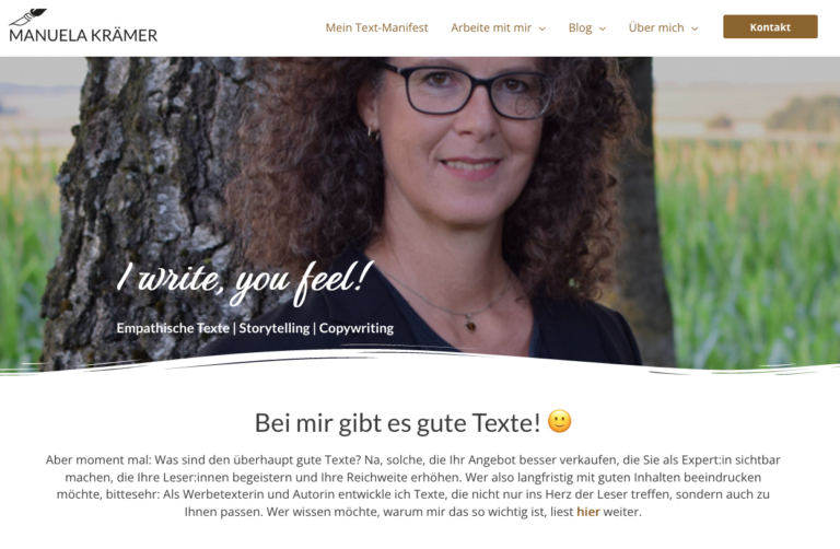 i write, you feel! - mein neuer Claim auf meiner Website.