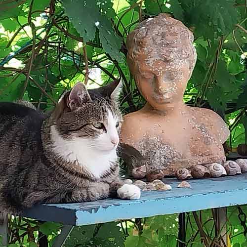 neue Statue im Garten